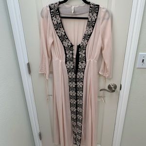 ❤️ Free People Long Dress Light Pink Loop Button